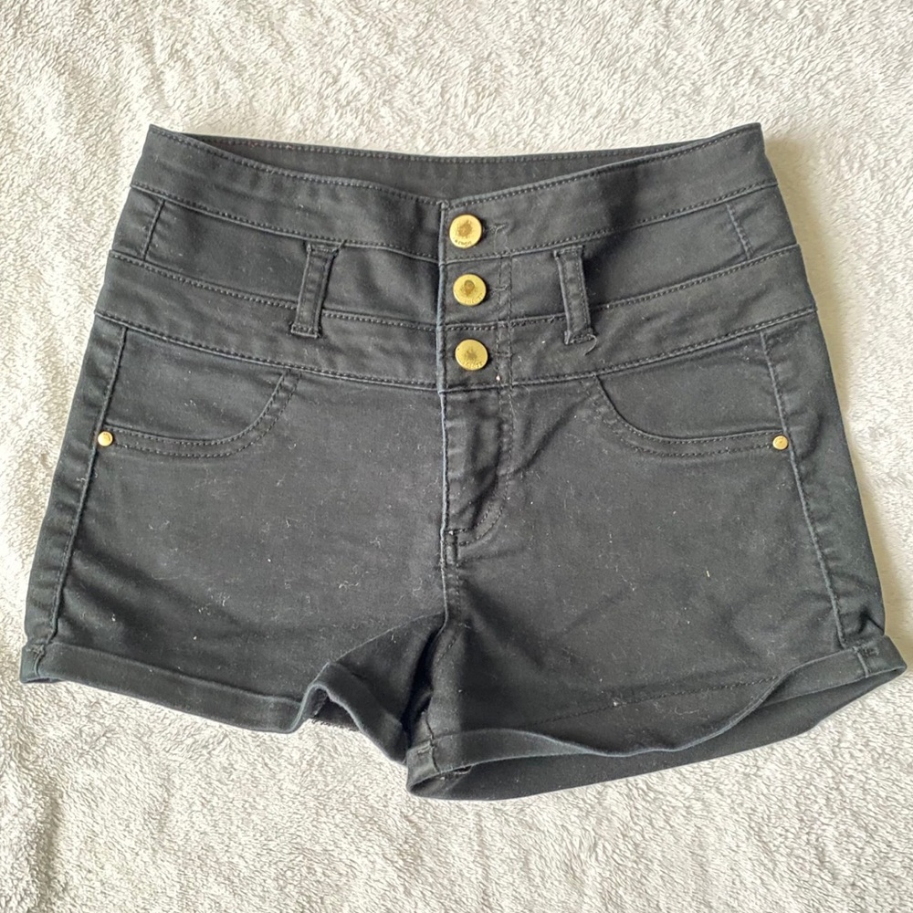 Black High Waist Refuge Shorts